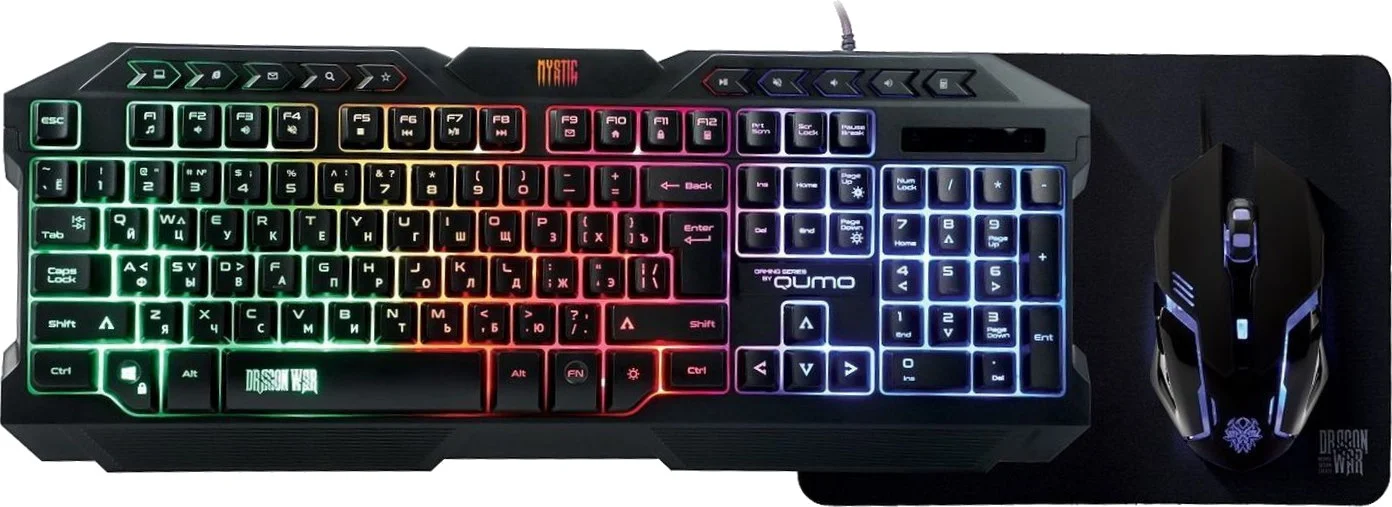 Комплект клавиатура+мышь Qumo Mystic K58/M76 проводной, USB, 3200 DPI, чёрный