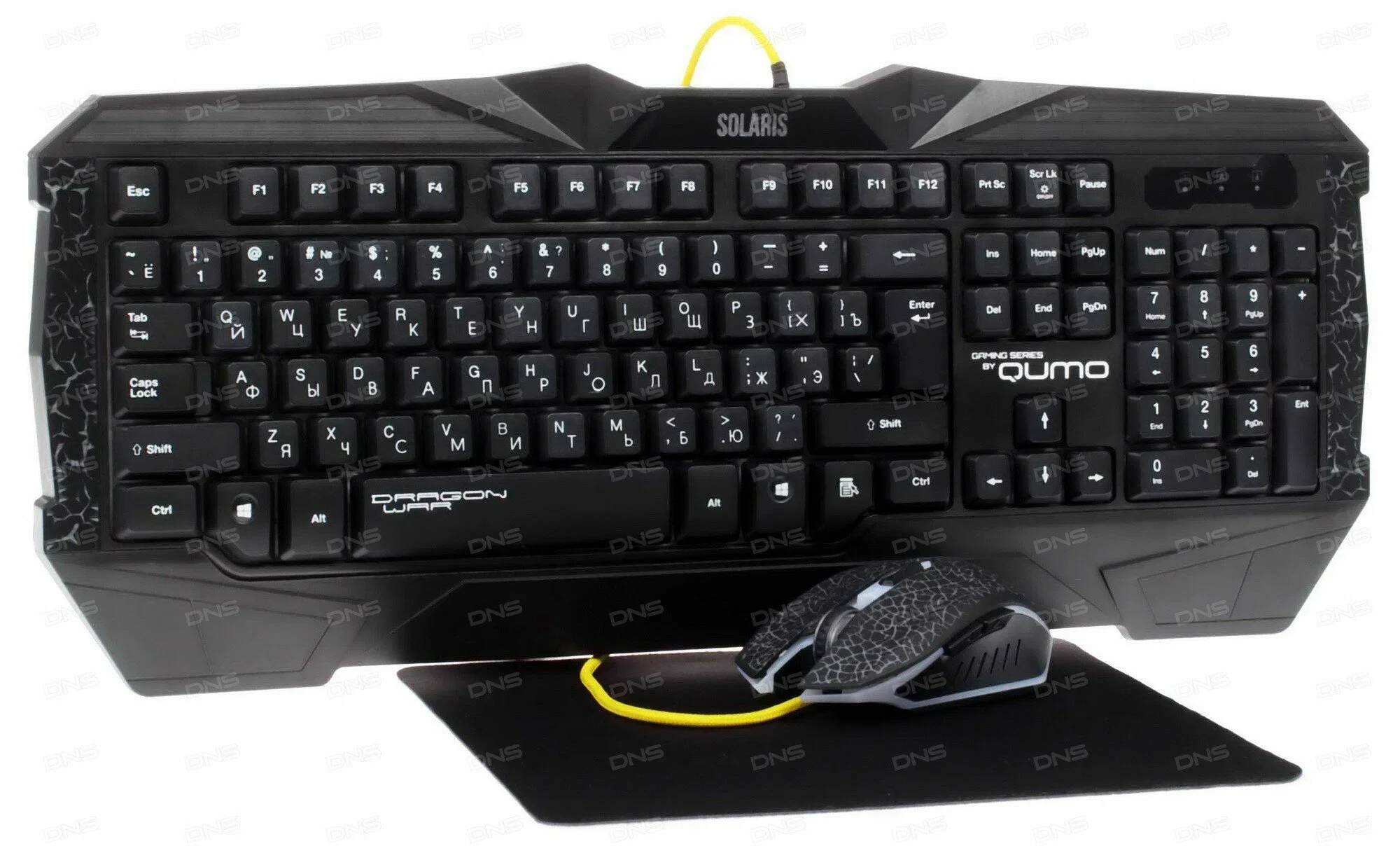 Комплект клавиатура+мышь Qumo Solaris проводной, USB, 2200 DPI, чёрный