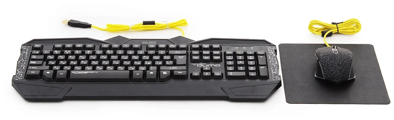 Комплект клавиатура+мышь Qumo Solaris проводной, USB, 2200 DPI, чёрный