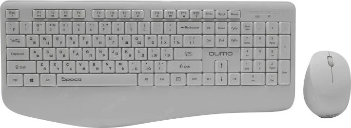 Комплект клавиатура+мышь Qumo Space K57/M75 (цвет белый), беспроводной 2.4G, 104 клавиши, клавиатура + мышь, 3 кнопки, 1200 dpi