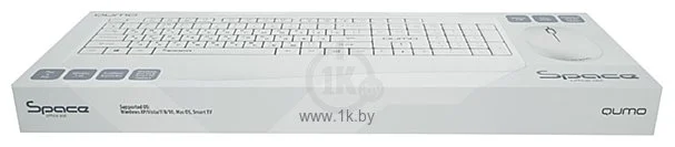 Комплект клавиатура+мышь Qumo Space K57/M75 (цвет белый), беспроводной 2.4G, 104 клавиши, клавиатура + мышь, 3 кнопки, 1200 dpi