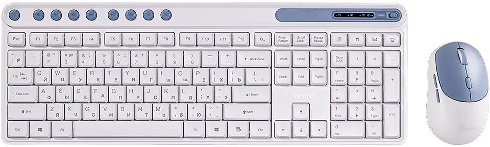 Комплект клавиатура+мышь SmartBuy (SBC107AGW) 107AG, белый-голубой