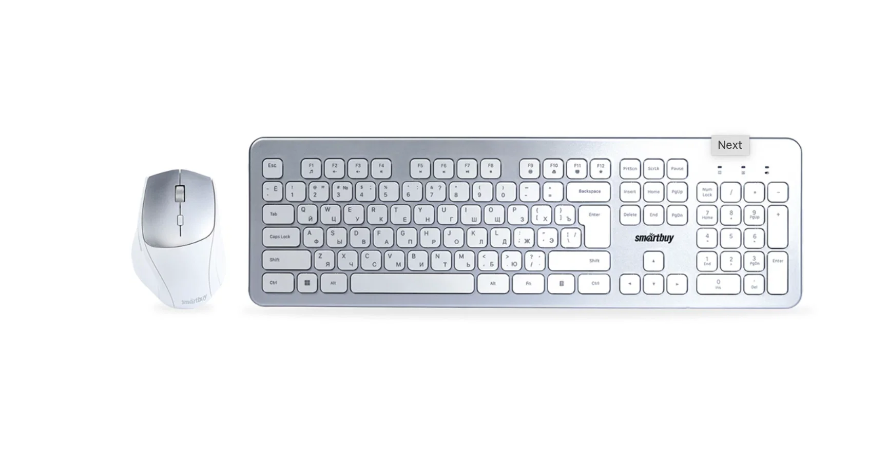 Комплект клавиатура+мышь Smartbuy (SBC-233616AG-SW) 233616AG серебристо-белый