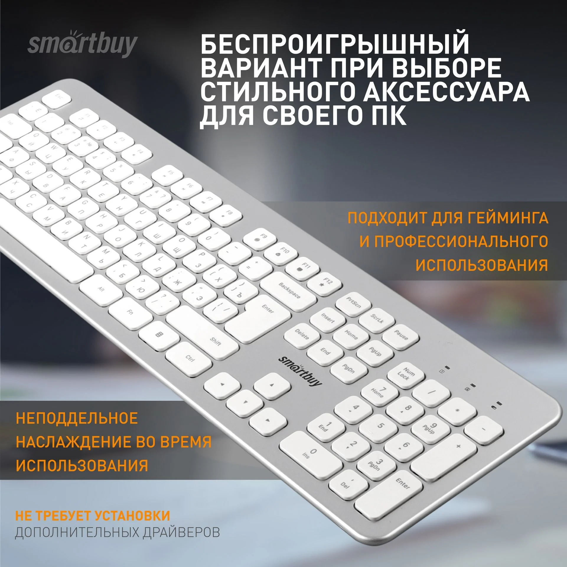 Комплект клавиатура+мышь Smartbuy (SBC-233616AG-SW) 233616AG серебристо-белый