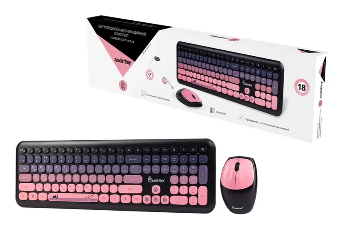 Комплект клавиатура+мышь SmartBuy (SBC-666395AG-KP) 666395 черно-розовый