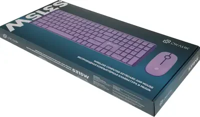 Комплект клавиатура+мышь Оклик S315W беспроводной USB 1600 DPI сиреневый (1978643)