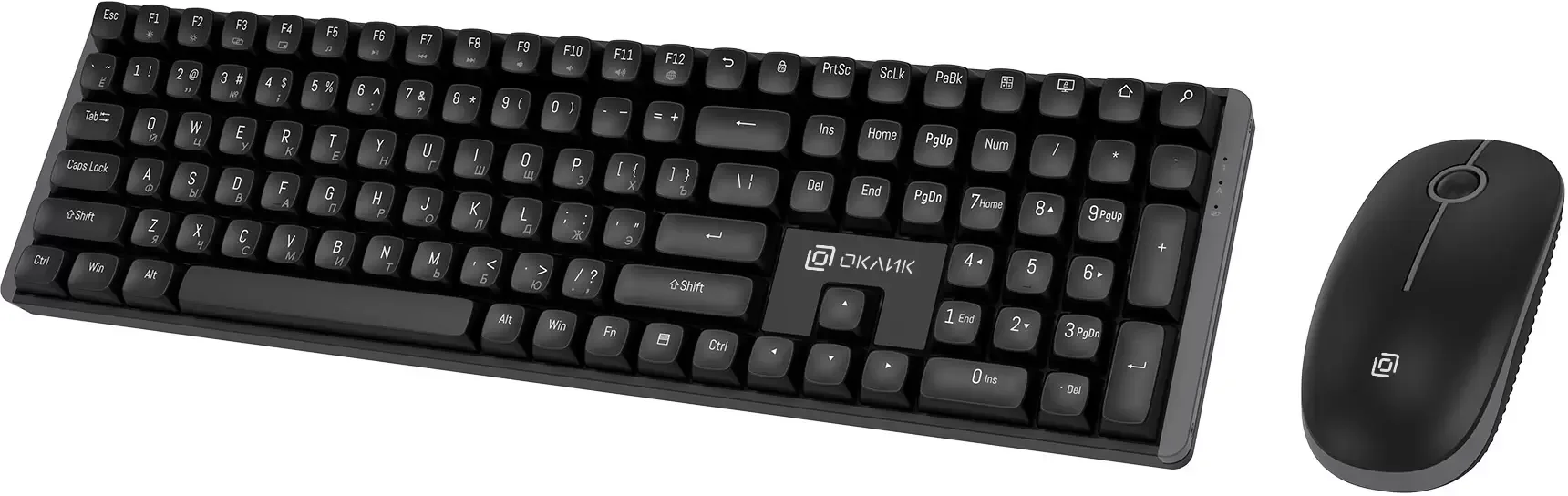 Комплект клавиатура+мышь Оклик S315W беспроводной USB 1600 DPI черный (1978741)