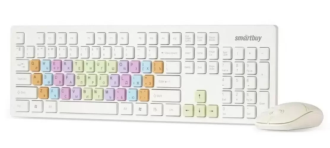 Комплект клавиатура+мышь с цветными клавишами Smartbuy 218346AG белый SBC-218346AG-W