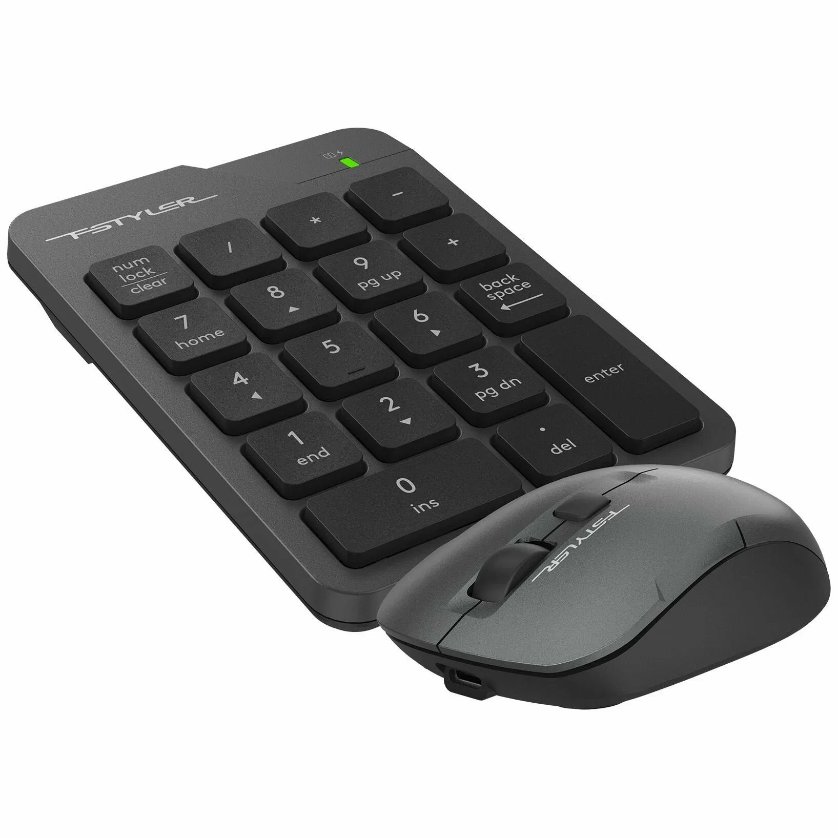 Комплект числовой блок+мышь A4Tech FStyler FG1600C Air беспроводной, USB, 2000 DPI, серый