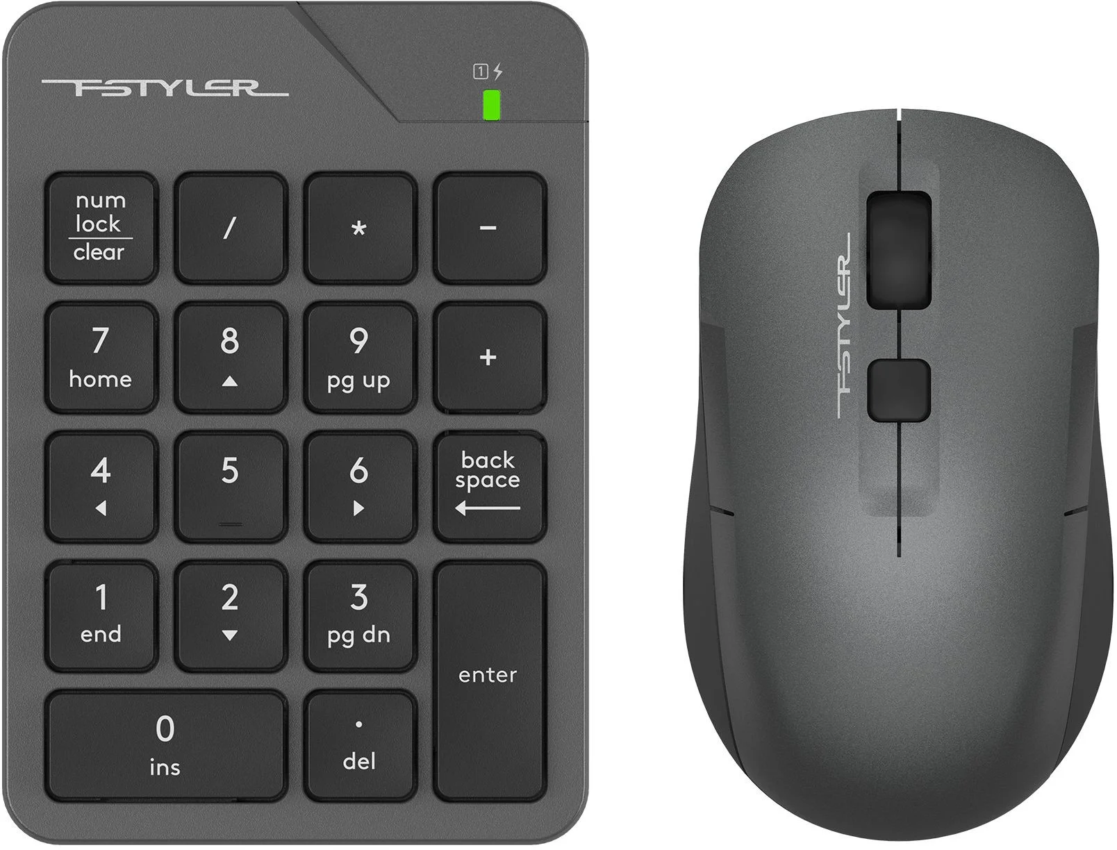 Комплект числовой блок+мышь A4Tech FStyler FG1600C Air беспроводной, USB, 2000 DPI, серый