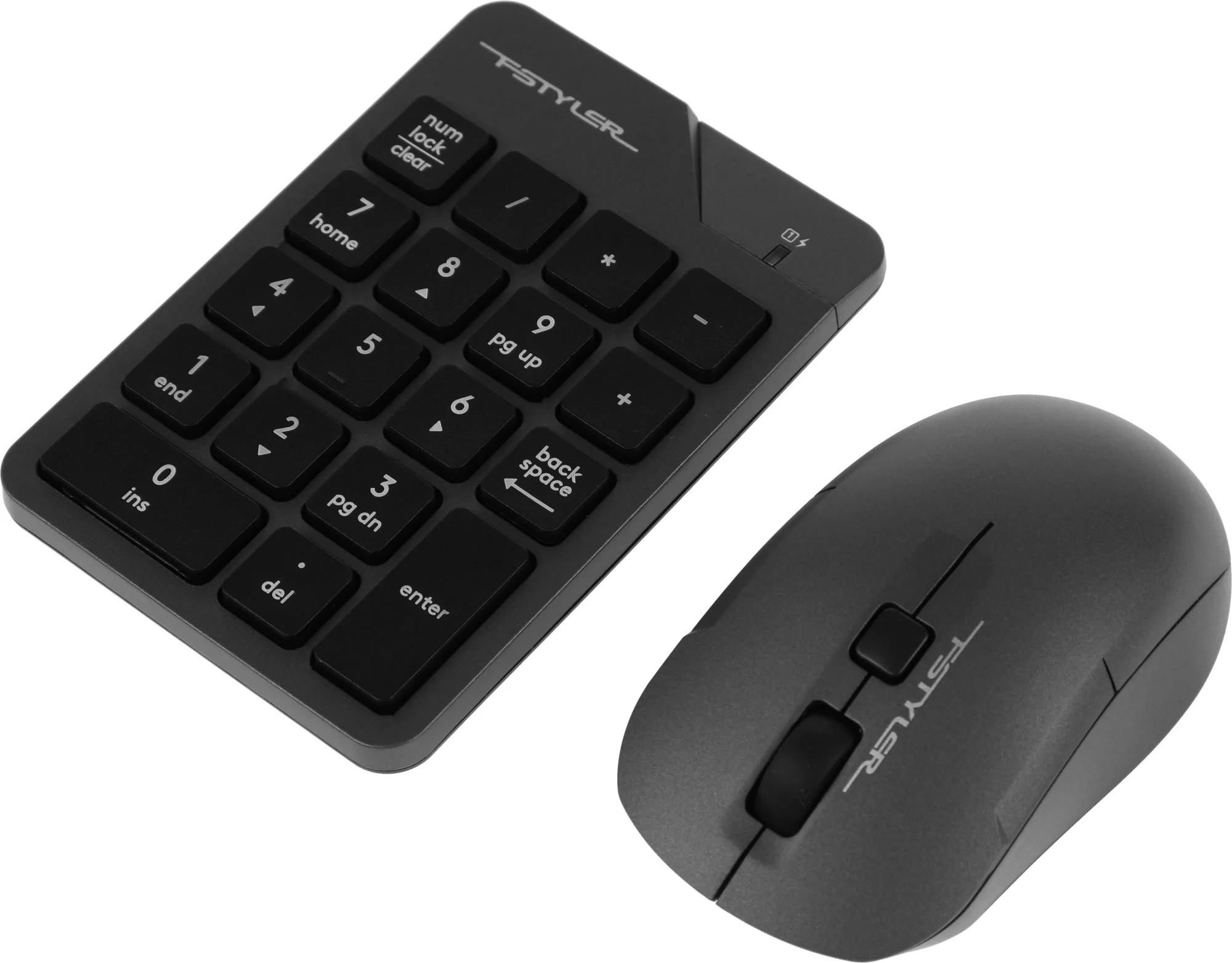 Комплект числовой блок+мышь A4Tech FStyler FG1600C Air беспроводной, USB, 2000 DPI, серый