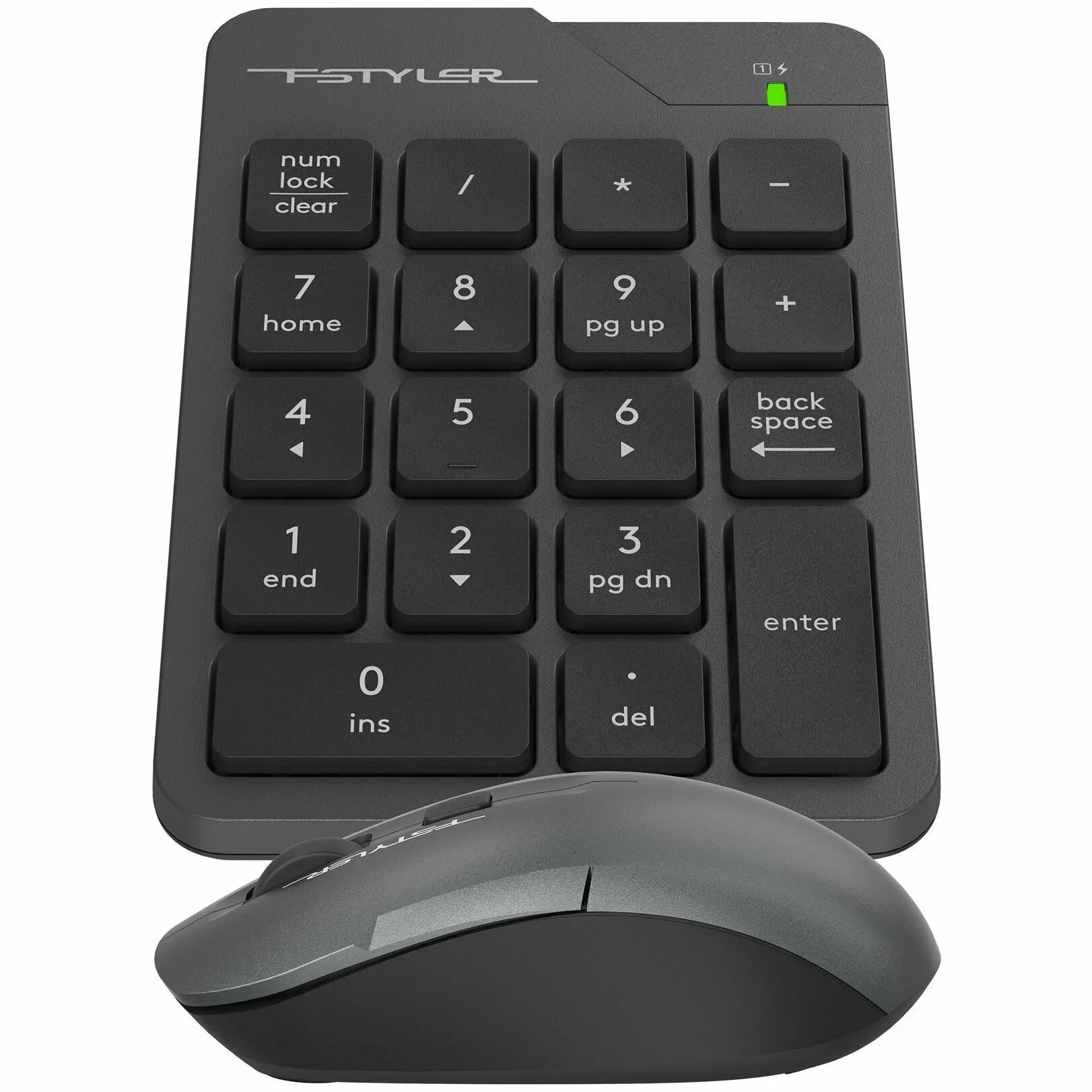 Комплект числовой блок+мышь A4Tech FStyler FG1600C Air беспроводной, USB, 2000 DPI, серый