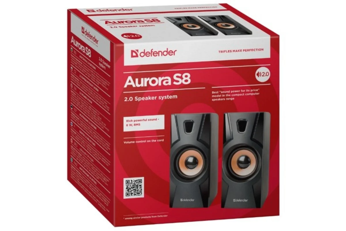 Акустическая система 2.0 Defender Aurora S8 черный, 8 Вт, питание от USB