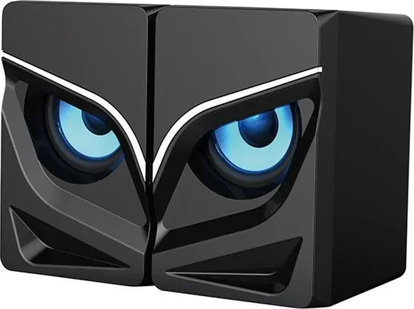 Акустическая система 2.0 Qumo Rage AS005, 10 ВТ, объемное звучание, синяя подсветка (отключаемая), USB/Jack 3,5мм