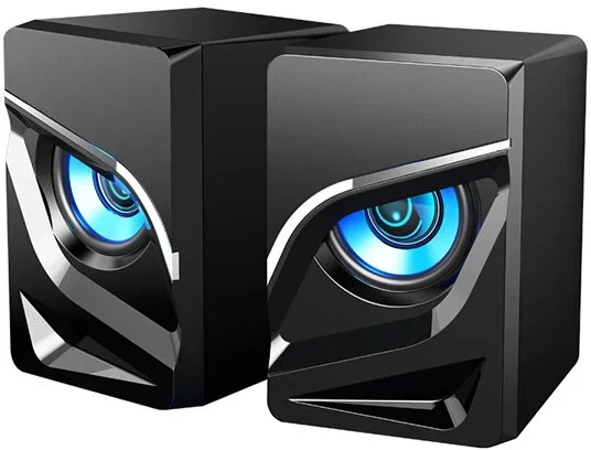 Акустическая система 2.0 Qumo Rage AS005, 10 ВТ, объемное звучание, синяя подсветка (отключаемая), USB/Jack 3,5мм