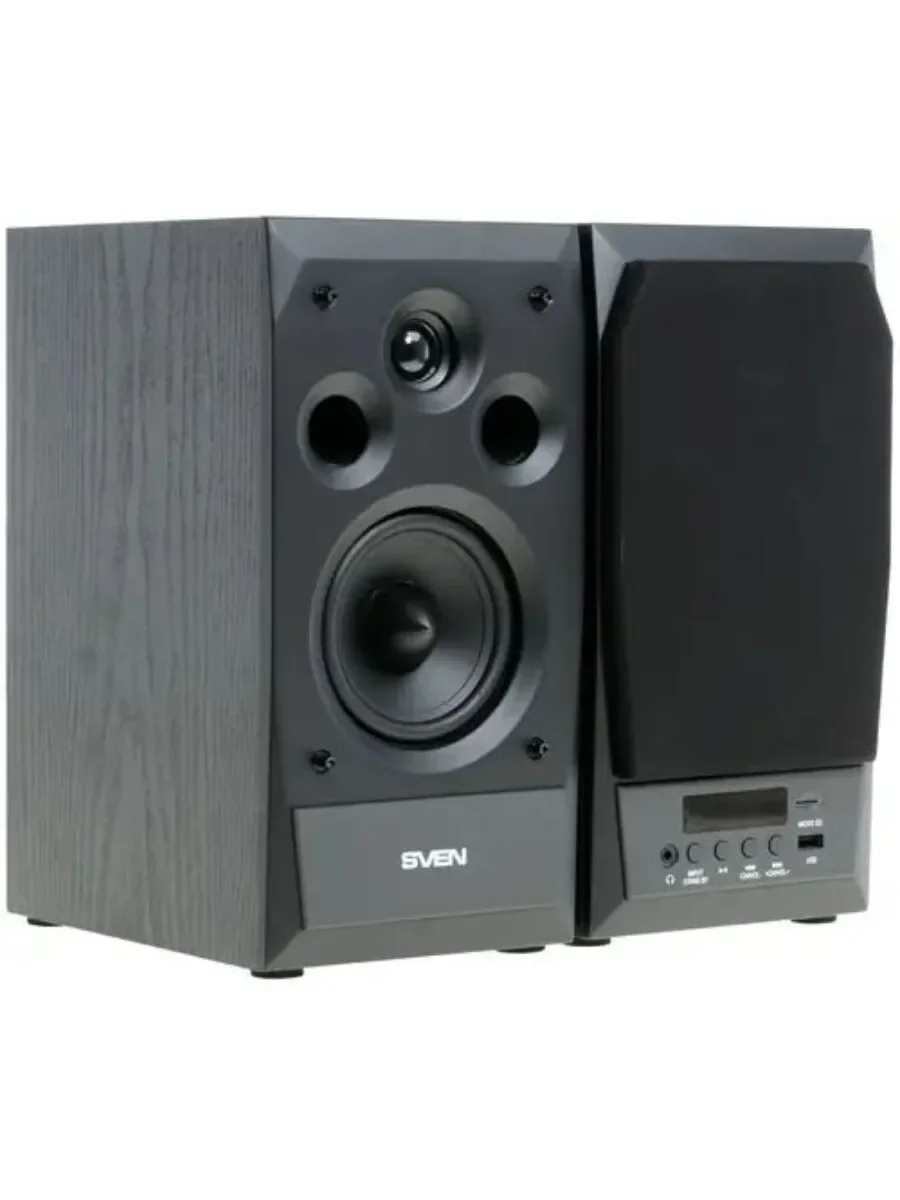 Акустическая система 2.0 SVEN MC-10, чёрный, мощность 2x25Вт (RMS), FM-тюнер, USB/microSD, дисплей, пульт ДУ, Bluetooth SVEN MC-10, чёрный, акустическ