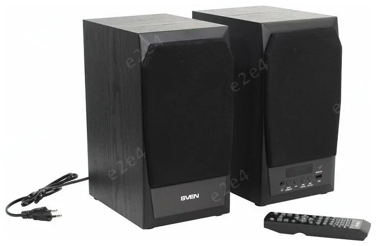 Акустическая система 2.0 SVEN MC-10, чёрный, мощность 2x25Вт (RMS), FM-тюнер, USB/microSD, дисплей, пульт ДУ, Bluetooth SVEN MC-10, чёрный, акустическ