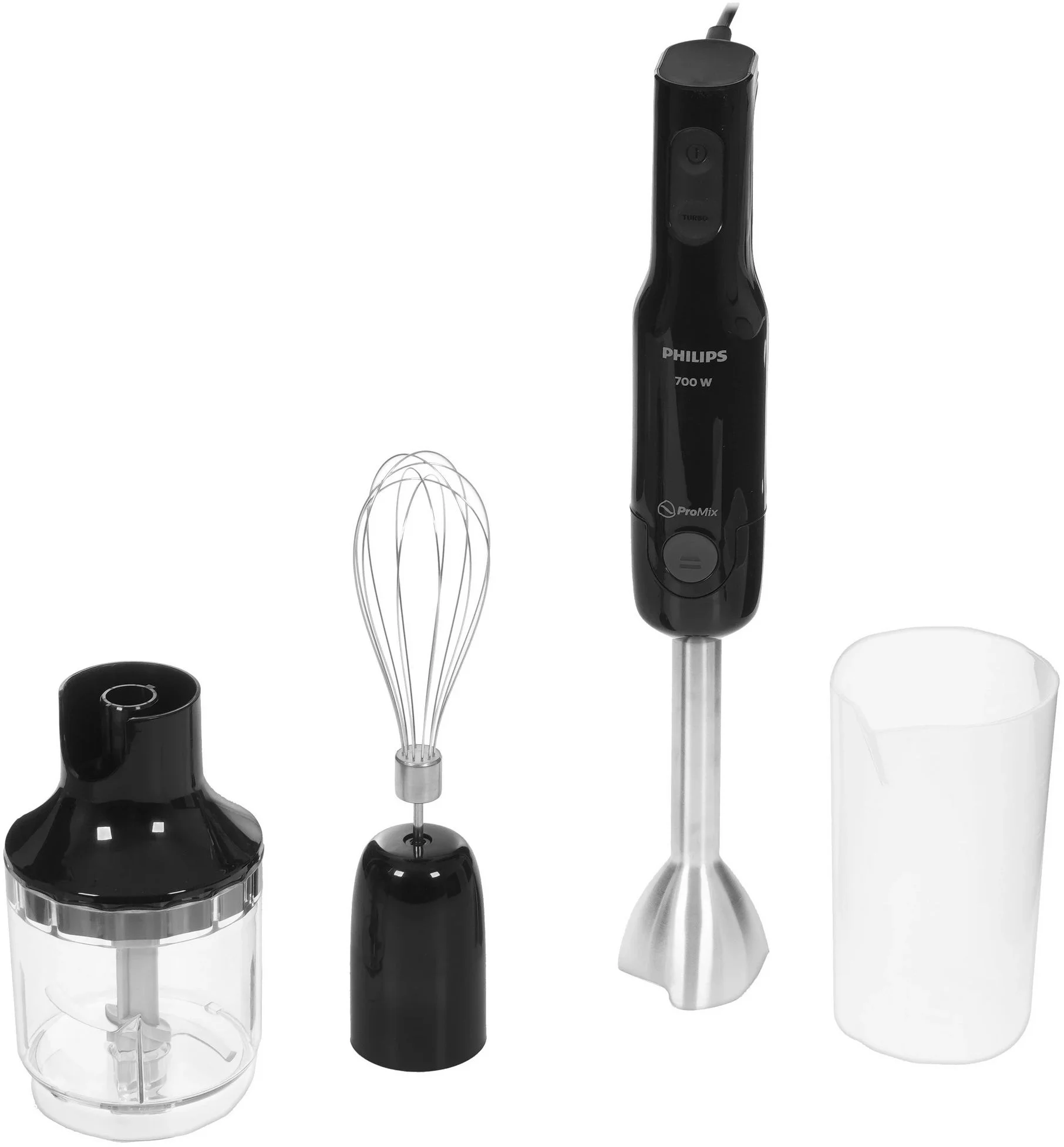 Блендер погружной Philips HR2543, черный 700Вт, стакан 0,5л