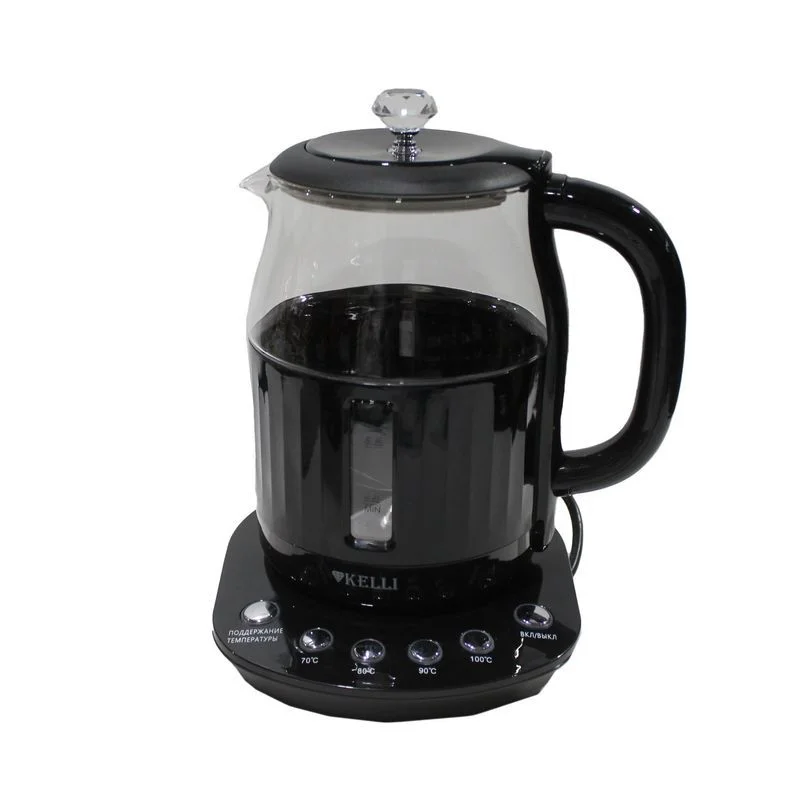 Чайник электрический Kelli KL-1373, 1.7 л, черный, стеклянный