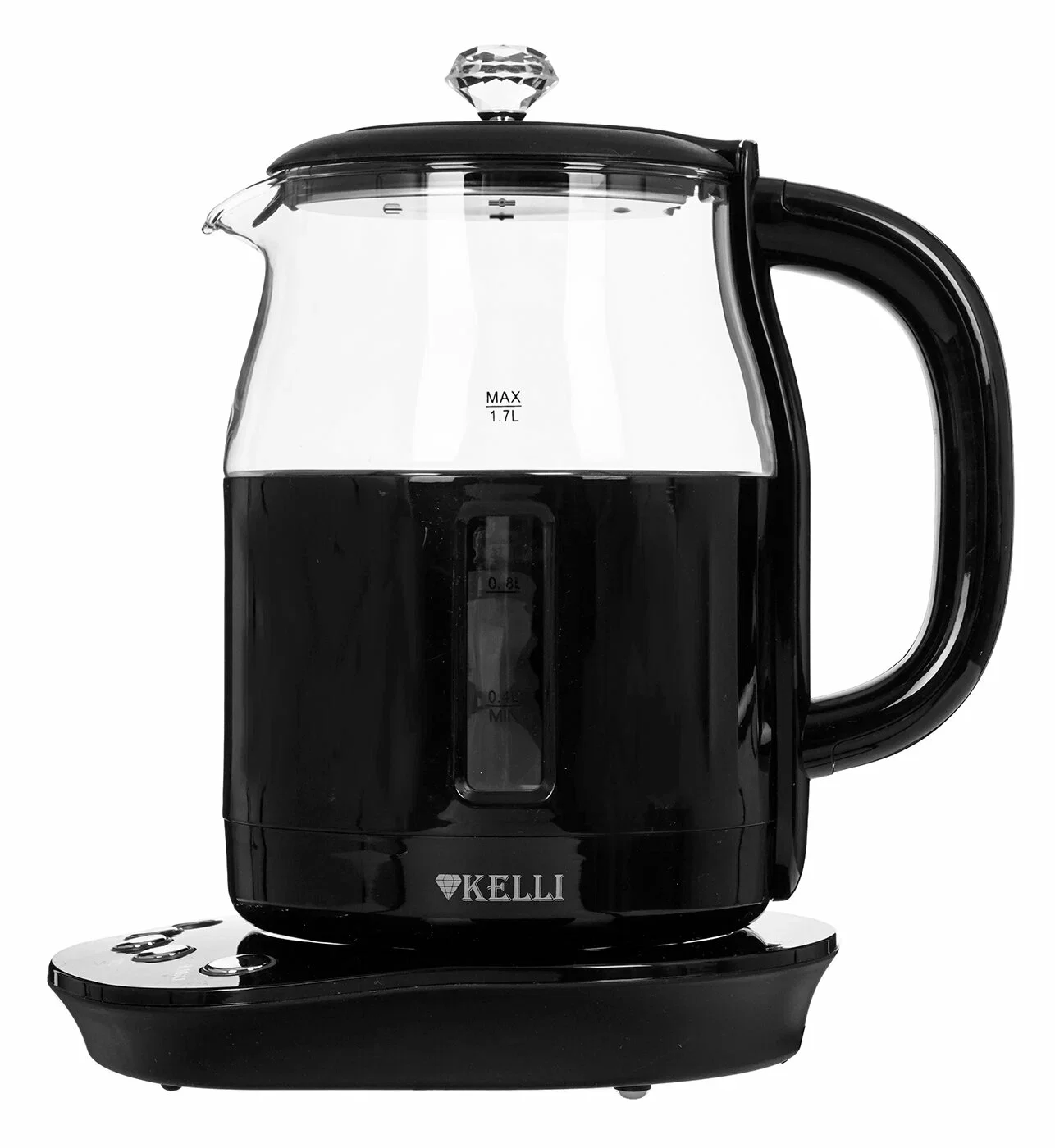 Чайник электрический Kelli KL-1373, 1.7 л, черный, стеклянный