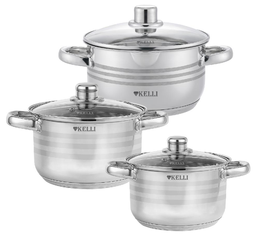 Kelli Набор Кастрюль из 6-и предметов KL-4264, 2л, 2.5л, 3.5л (1х4)