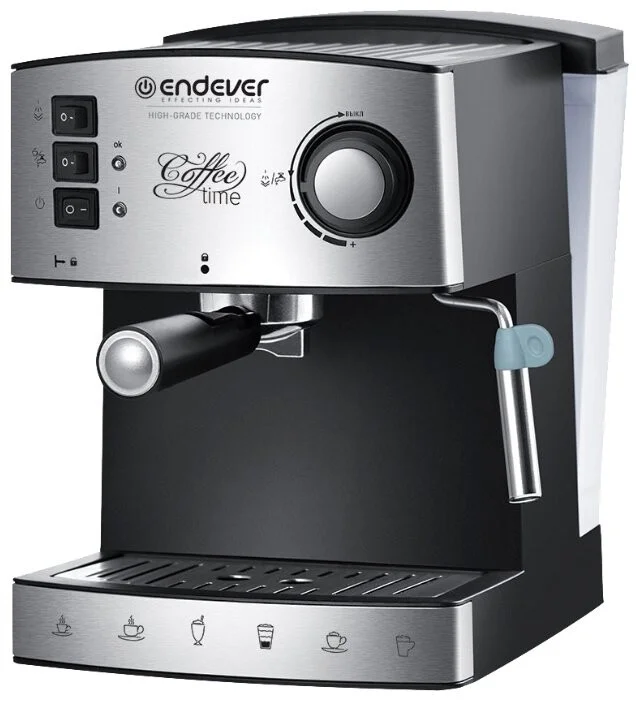 Кофеварка рожковая Endever Costa-1060 черный/стальной, исп. кофе - молотый, 1.6 л, 1000 Вт, 20 бар