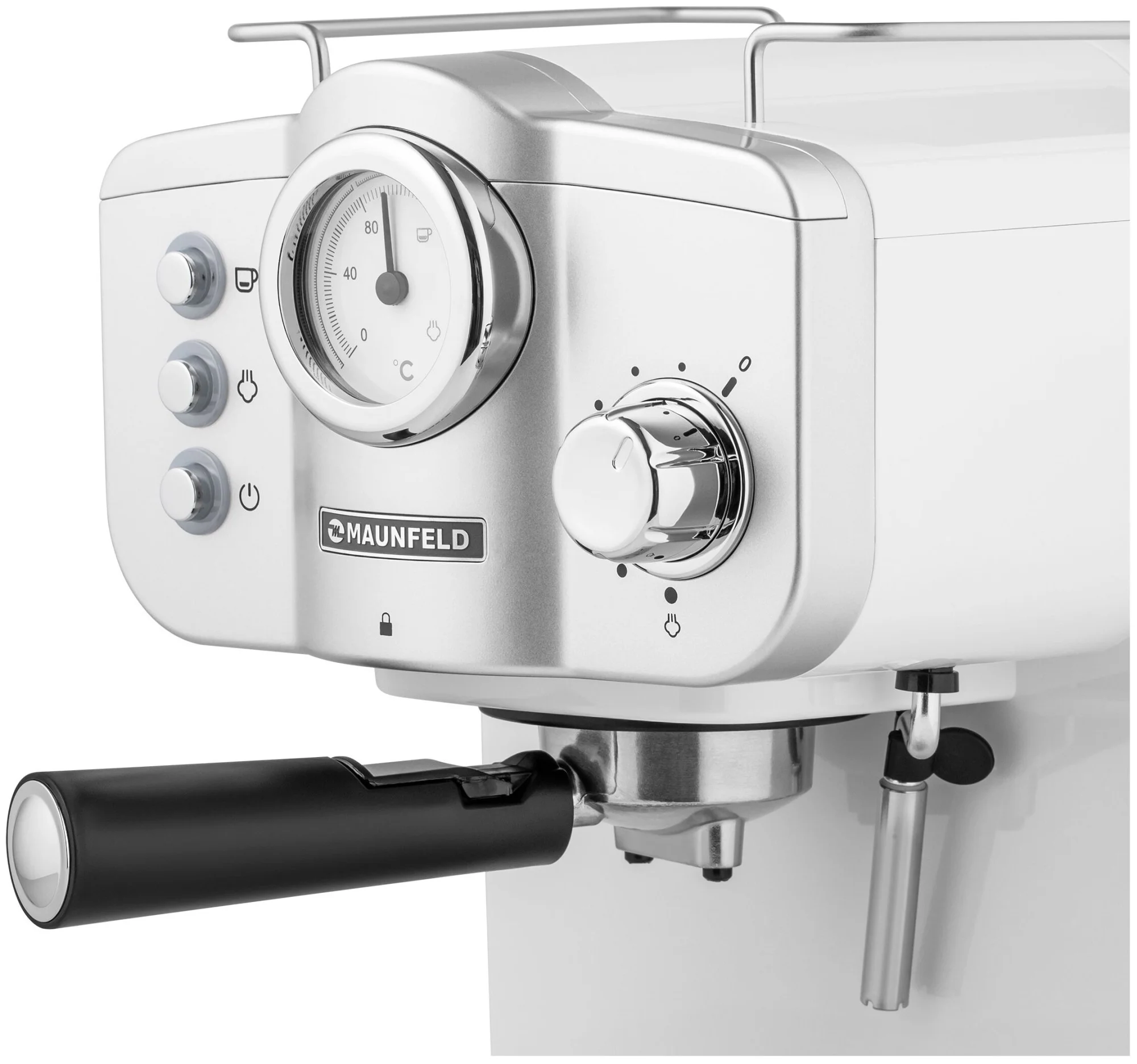 Кофеварка рожковая Maunfeld MF-735WH PRO белый, исп. кофе - молотый, 1.25 л, 1100 Вт, 15 бар
