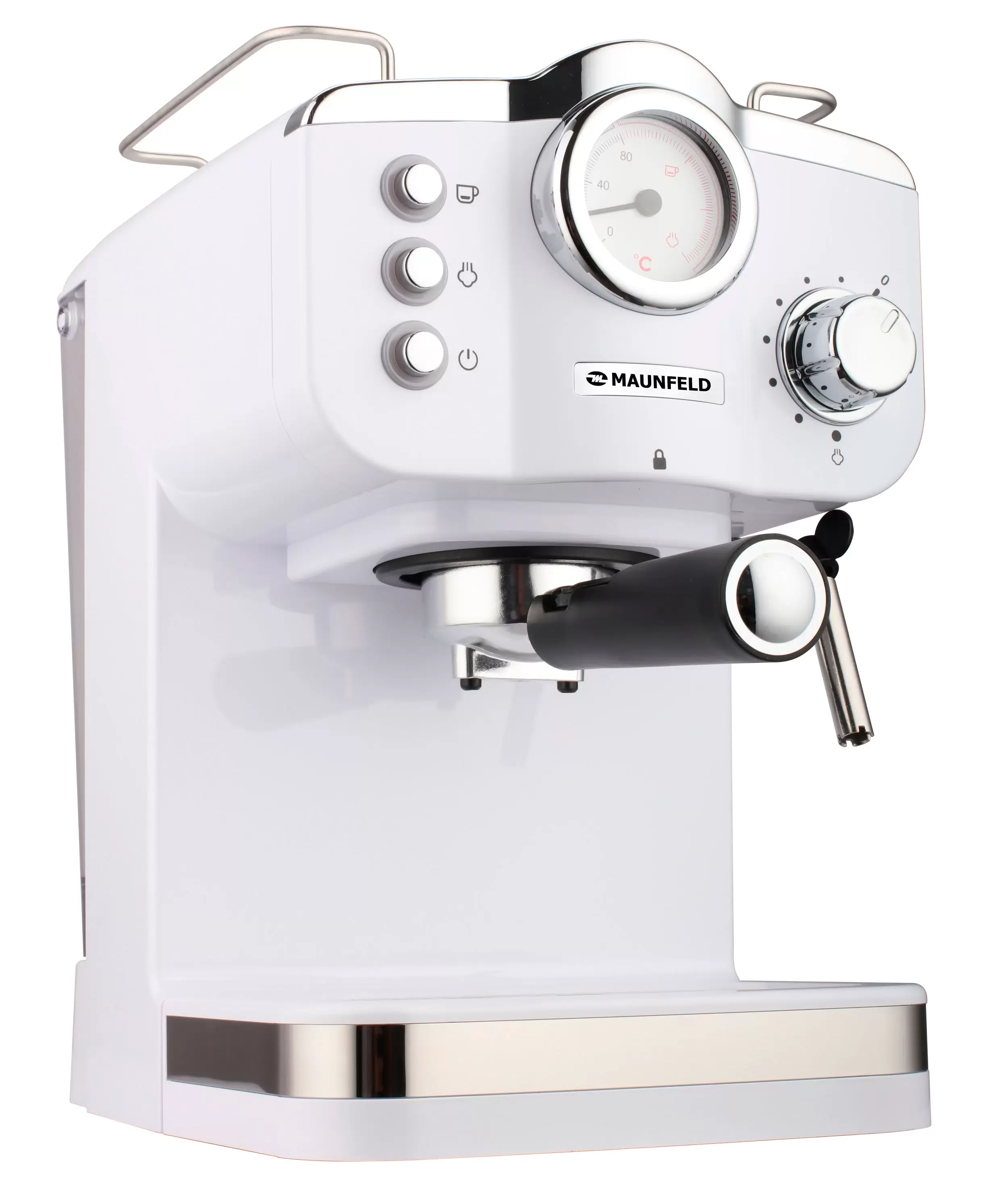 Кофеварка рожковая Maunfeld MF-735WH PRO белый, исп. кофе - молотый, 1.25 л, 1100 Вт, 15 бар