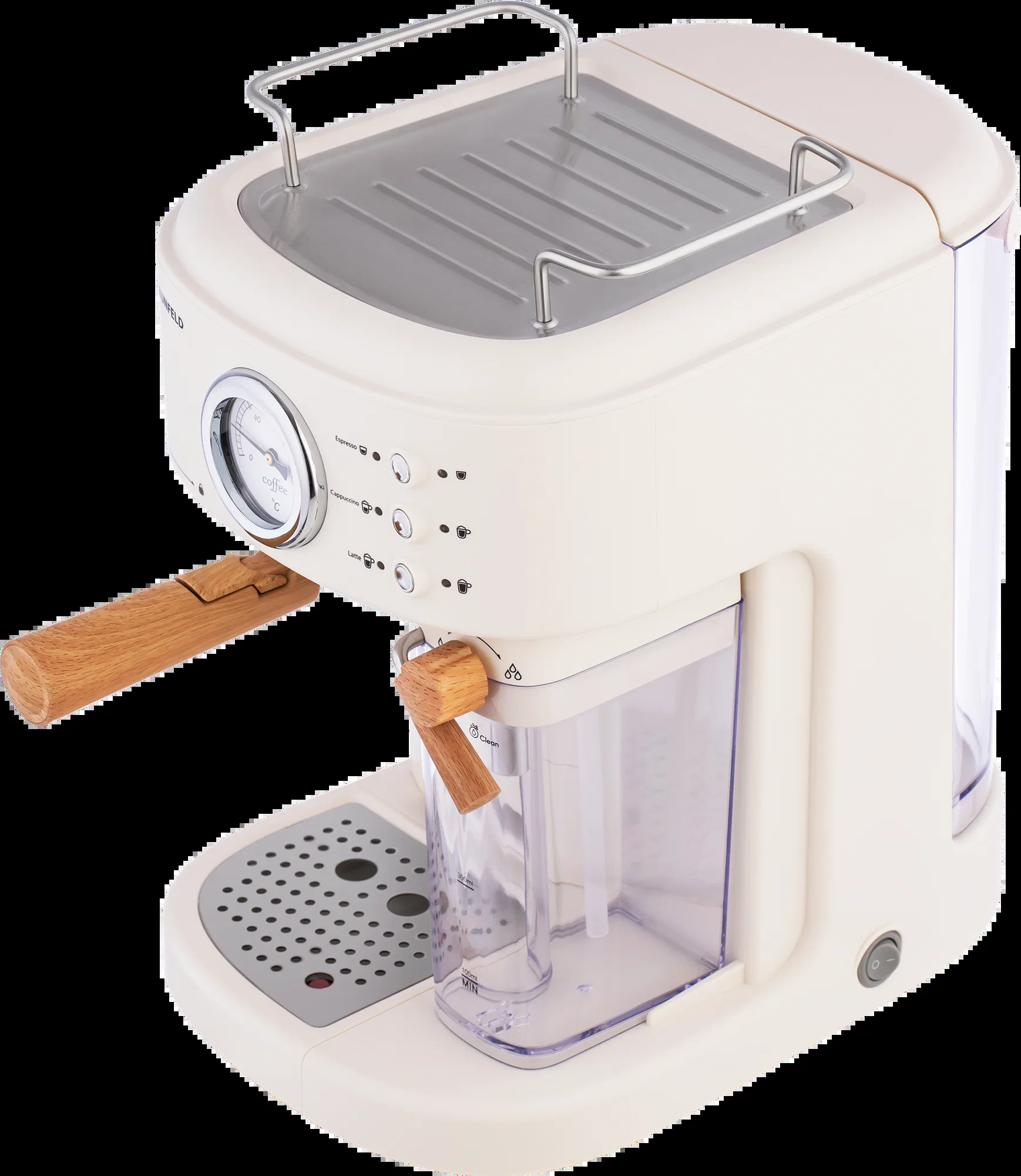 Кофеварка рожковая Maunfeld MF-737BG PRO бежевый, исп. кофе - молотый, 1.5 л, 1250 Вт, 15 бар