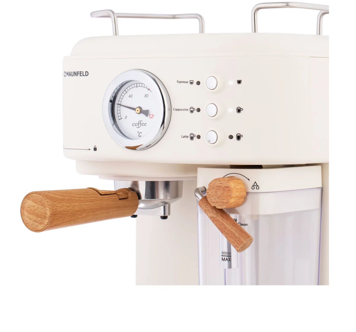 Кофеварка рожковая Maunfeld MF-737BG PRO бежевый, исп. кофе - молотый, 1.5 л, 1250 Вт, 15 бар