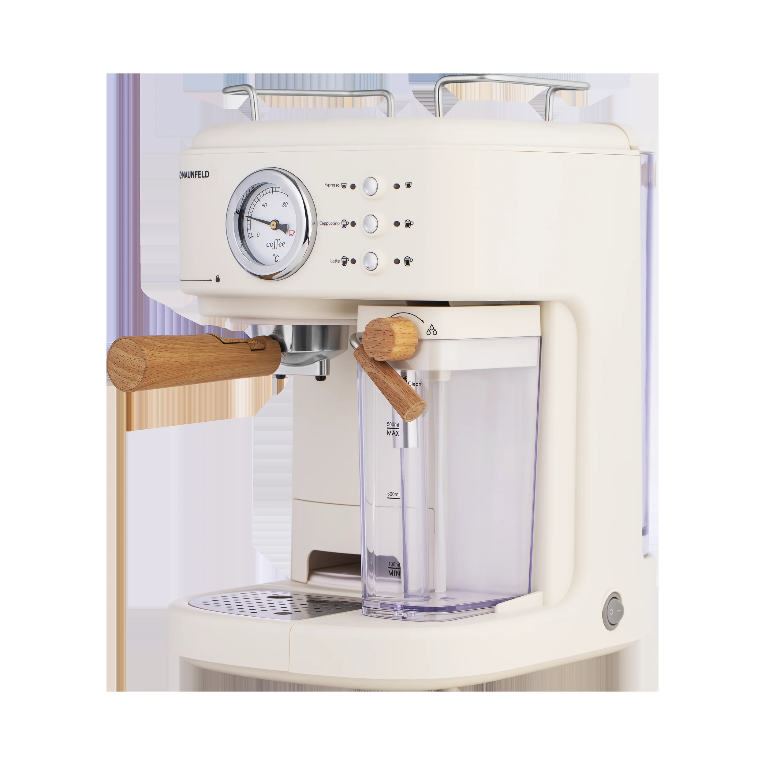 Кофеварка рожковая Maunfeld MF-737BG PRO бежевый, исп. кофе - молотый, 1.5 л, 1250 Вт, 15 бар