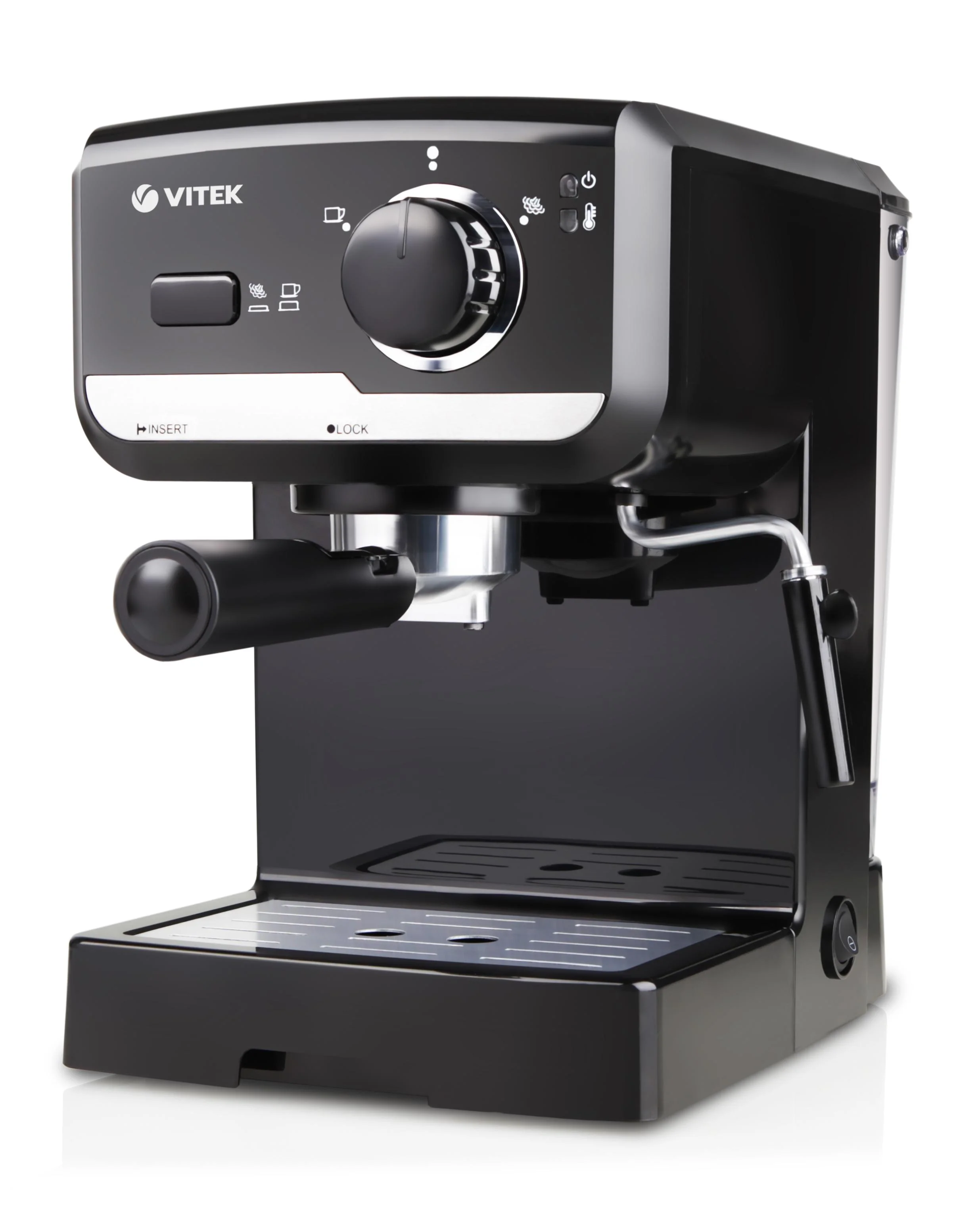 Кофеварка рожковая Vitek VT-1502 черный, исп. кофе - молотый, 1.5 л, 1050 Вт, 15 Бар.
