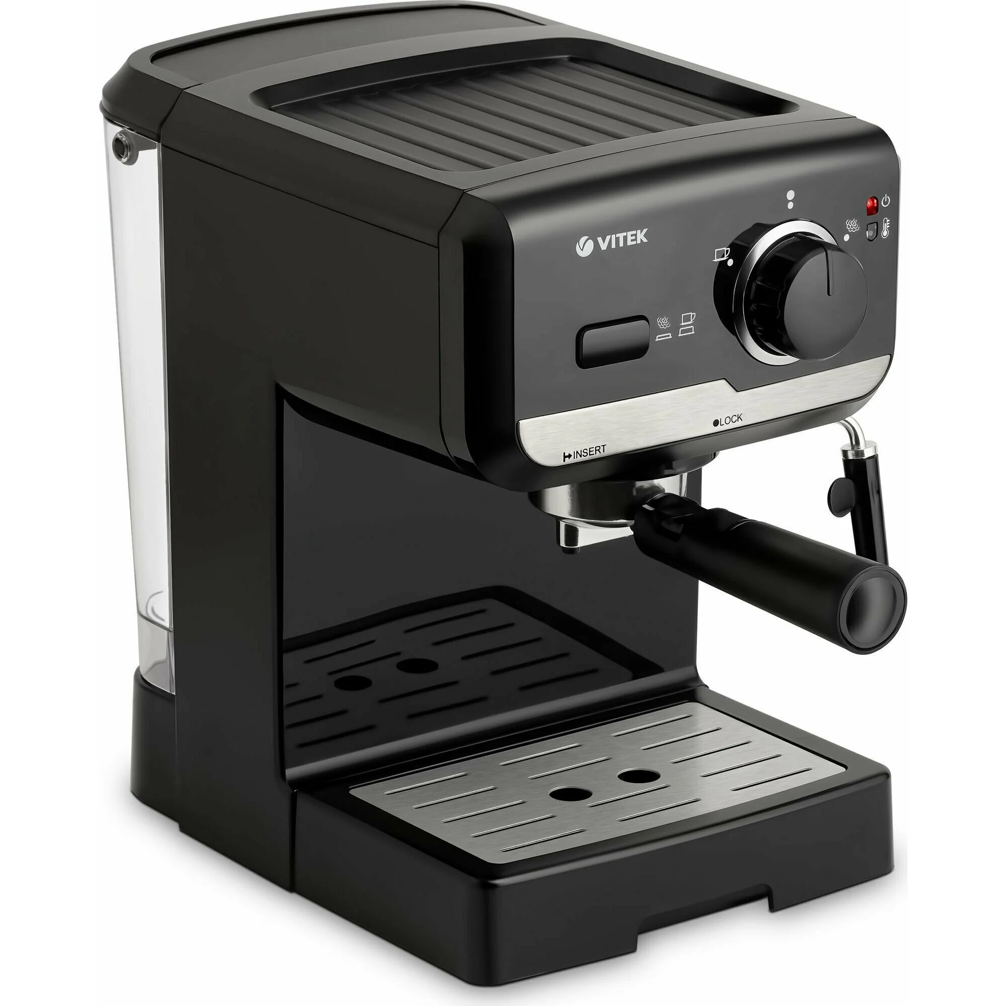 Кофеварка рожковая Vitek VT-1502 черный, исп. кофе - молотый, 1.5 л, 1050 Вт, 15 Бар.