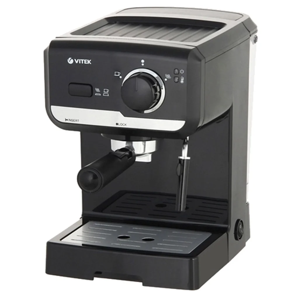 Кофеварка рожковая Vitek VT-1502 черный, исп. кофе - молотый, 1.5 л, 1050 Вт, 15 Бар.