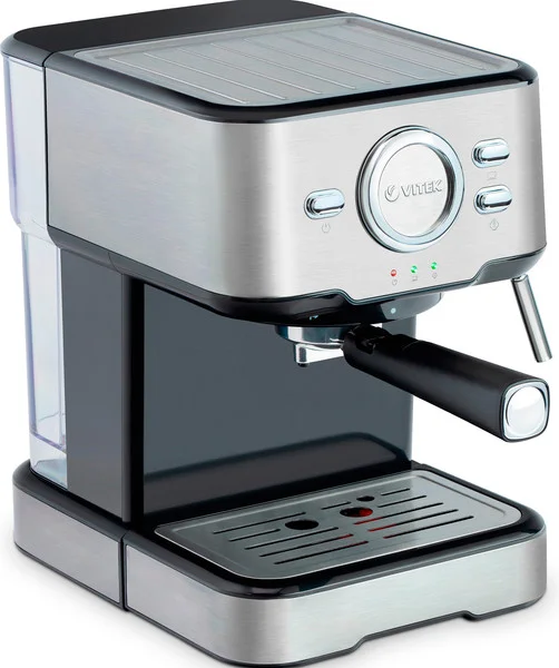 Кофеварка рожковая Vitek VT-1520 серебристый/черный, исп. кофе - молотый, 1.5 л, 850 Вт, 15 бар