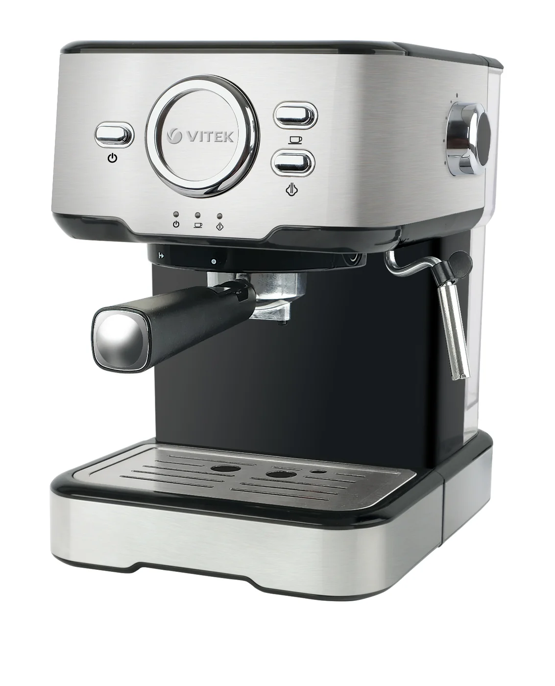 Кофеварка рожковая Vitek VT-1520 серебристый/черный, исп. кофе - молотый, 1.5 л, 850 Вт, 15 бар