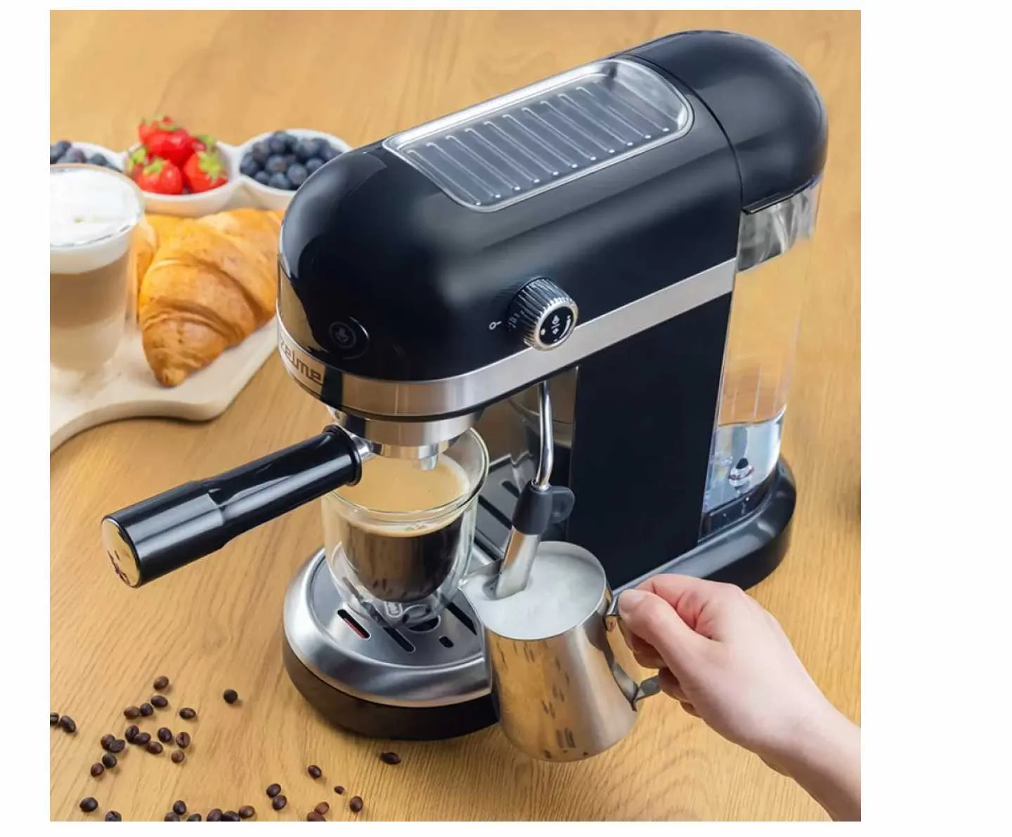 Кофеварка рожковая Zelmer EXPRESSO ZCM7295 черный, исп. кофе - молотый/чалды, 1.4 л, 1350 Вт, 20 бар