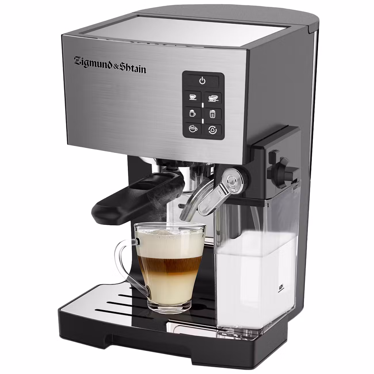 Кофеварка рожковая Zigmund & Shtain ZCM-887 черный/стальной, исп. кофе - молотый, 1.4 л. 1500 Вт, 20 бар