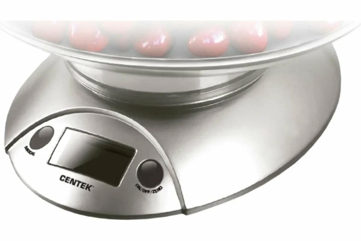 Весы кухонные Centek CT-2451 электронные, чаша, пластик, 5кг серебро/черный