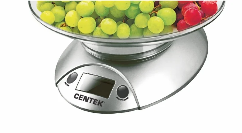 Весы кухонные Centek CT-2451 электронные, чаша, пластик, 5кг серебро/черный