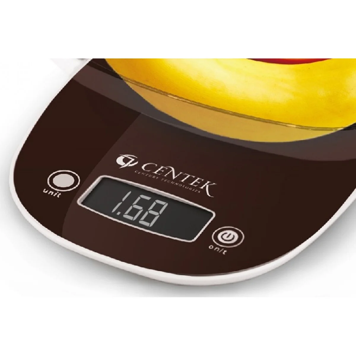 Весы кухонные Centek CT-2456 (шоколад) электр., max 7кг(!!!), шаг 1г, большая съемная чаша, дисплей