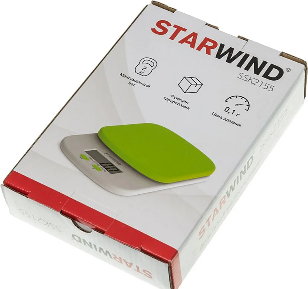 Весы кухонные Starwind SSK2155 макс. вес: 2 кг, зеленый