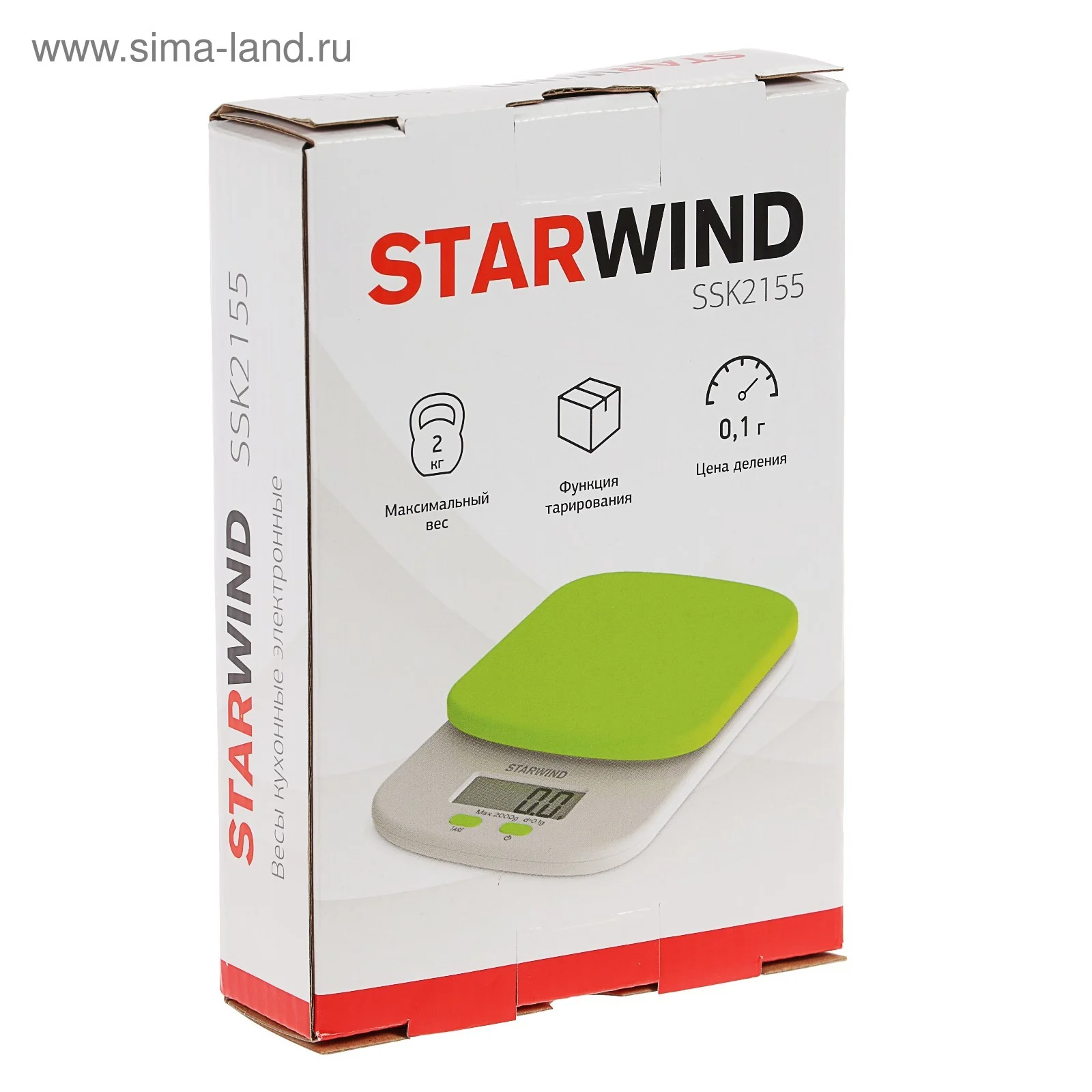 Весы кухонные Starwind SSK2155 макс. вес: 2 кг, зеленый