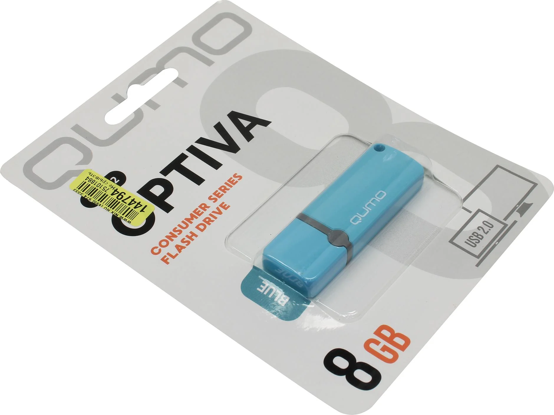 Флешка USB QUMO 8Gb, Optiva 02 синий QM8GUD-OP2-blue