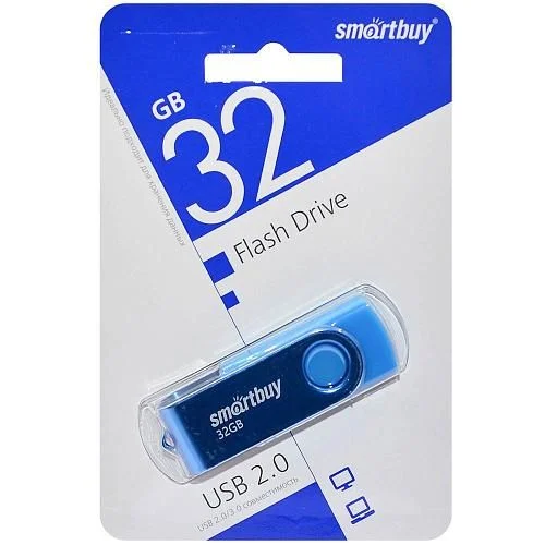 Флешка USB R/W Smartbuy 32Gb,Twist Blue (SB032Gb2TWB), 32Gb, USB 2.0,R/W 15/12, синий