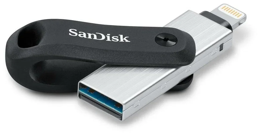 Флешка USB SanDisk IX60N iXpand Go (SDIX60N-064G-GN6NN), 64Gb, USB 3.0/Lightning, R/W 150/70, черный/серебристый