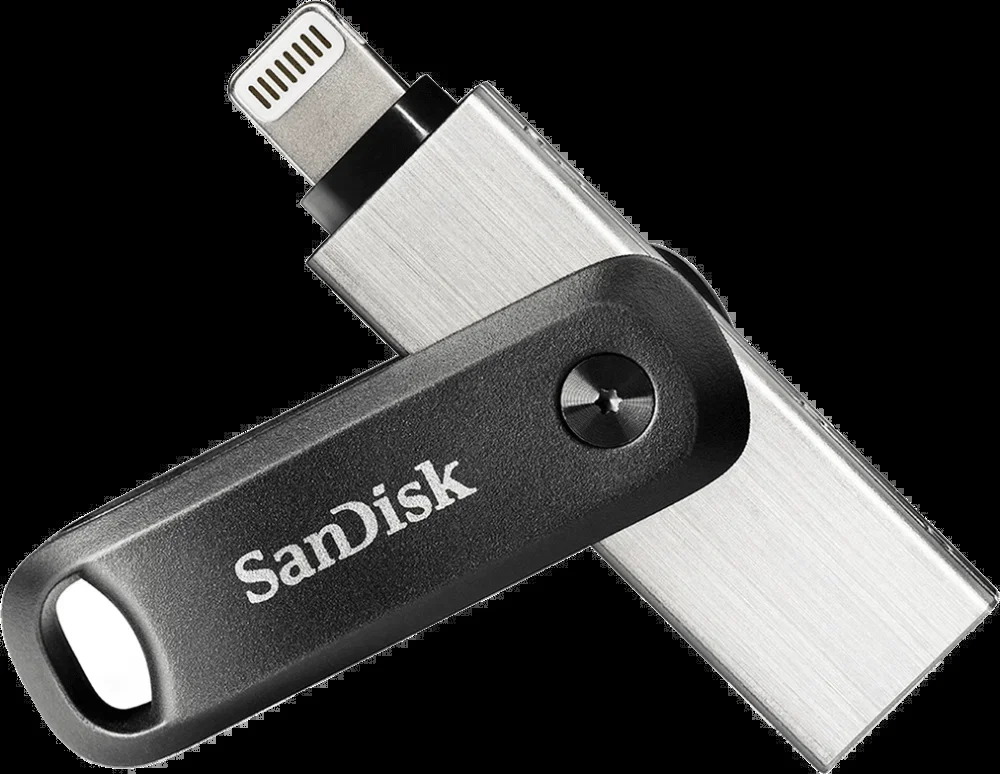 Флешка USB SanDisk IX60N iXpand Go (SDIX60N-064G-GN6NN), 64Gb, USB 3.0/Lightning, R/W 150/70, черный/серебристый