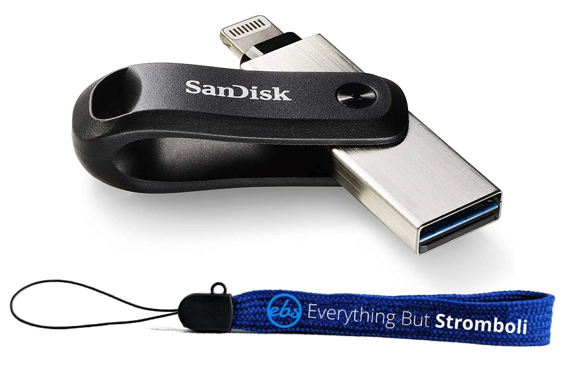 Флешка USB SanDisk IX60N iXpand Go (SDIX60N-064G-GN6NN), 64Gb, USB 3.0/Lightning, R/W 150/70, черный/серебристый