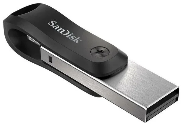Флешка USB Sandisk IX60N iXpand GO (SDIX60N-128G-GN6NE), 128Gb, USB 3.0/Lightning, R/W 150/70, черный/серебристый
