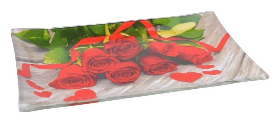 Блюдо прямоугольное 23x14 см / S322314 Y044 GREY Букет роз / уп 6/72/ цветная коробка